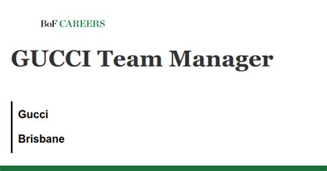 gucci team manager job description|GUCCI Team Manager job with Gucci .